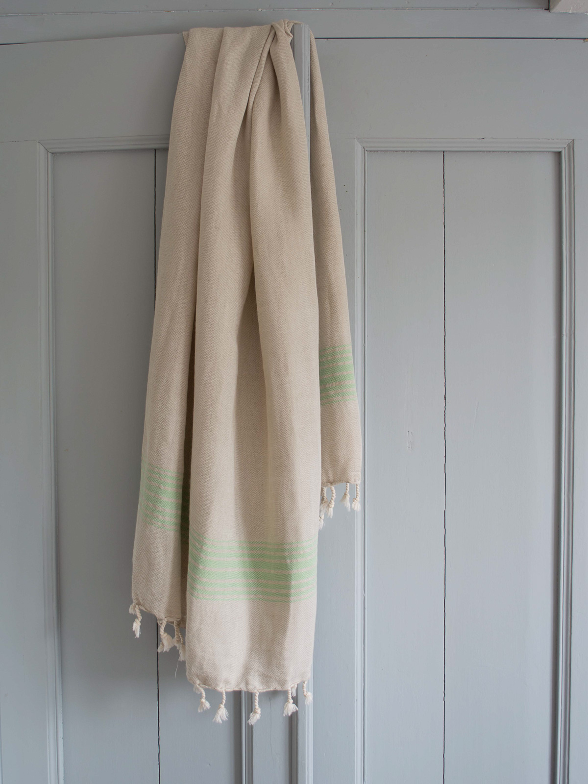 linen hamam towel pistachio green striped